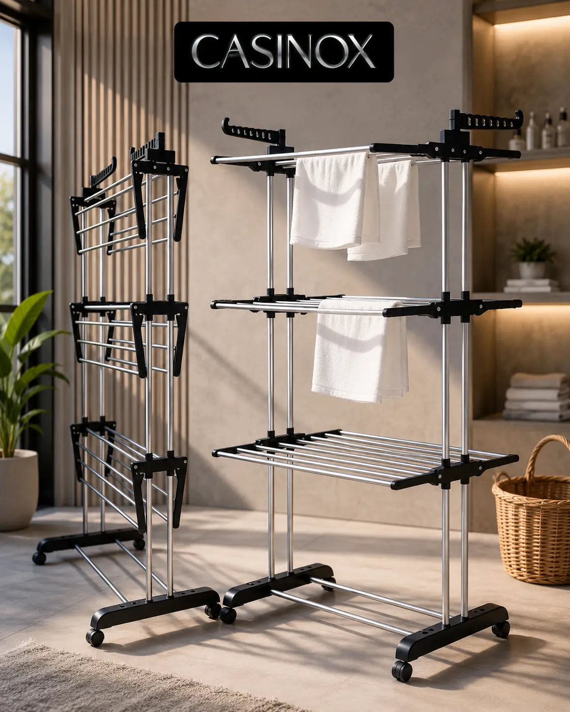 Casinox three-tier stainless-steel cloth drying stand
